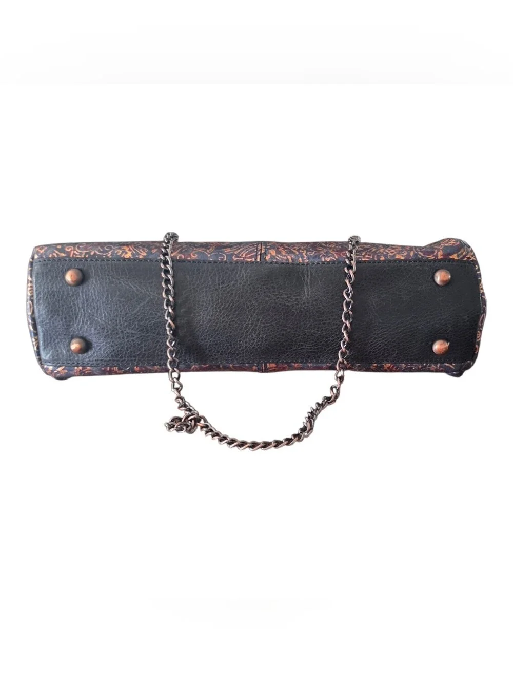 Patricia Nash Navy & Copper Floral Frame Clutch with Chain